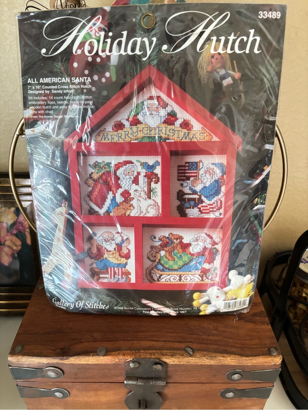 All American Santa Cross Stitch Display Kit - Red - Vintage 1995